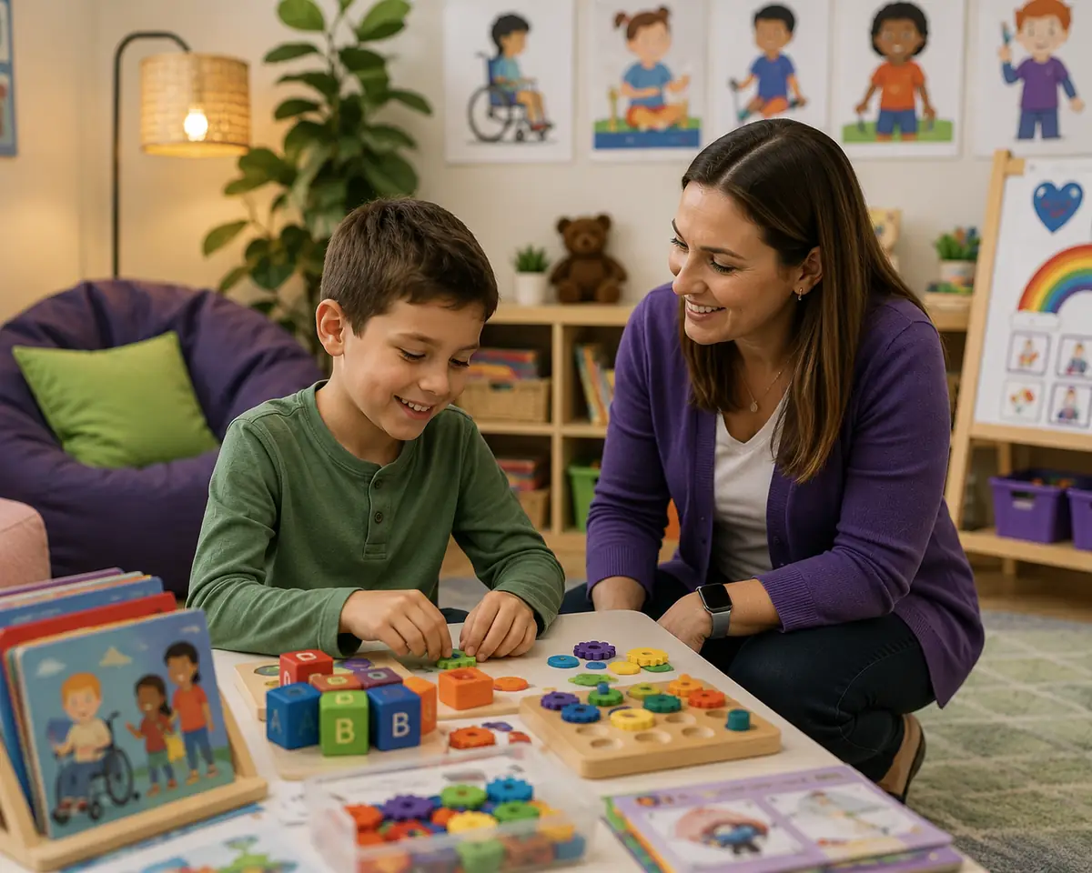 Special education session with hands-on classroom readiness and learning support materials